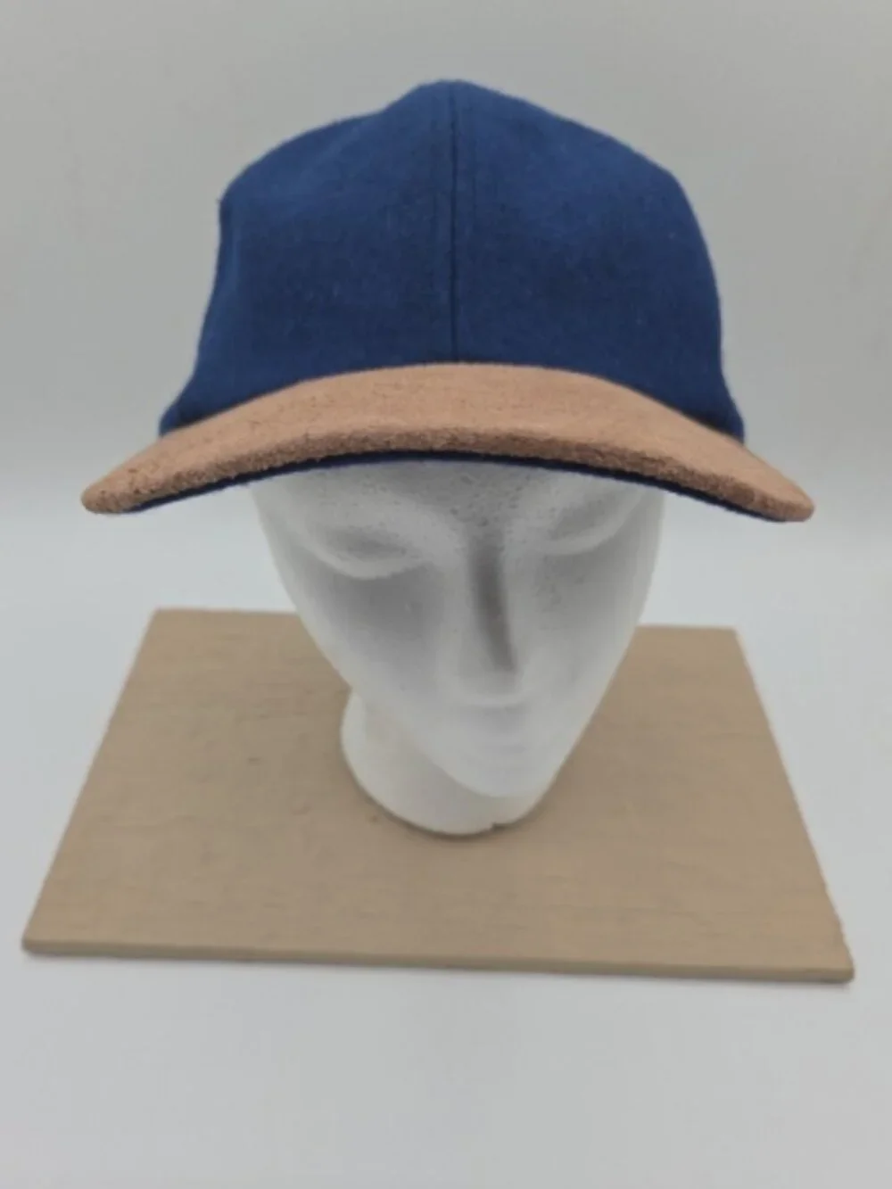 Navy Wool‑Blend Cap with Suede Brim - Picture 2 of 8